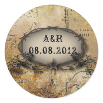 Rustic Western Wedding Invitation Round Sticker