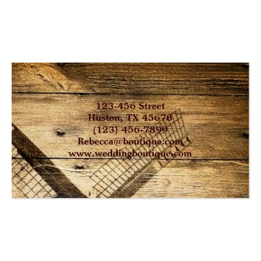 rustic western woodgrain windmill country business card (back side)