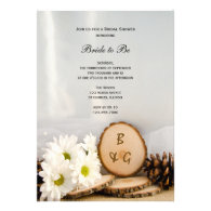 Rustic White Daisies Woodland Bridal Shower Personalized Announcements