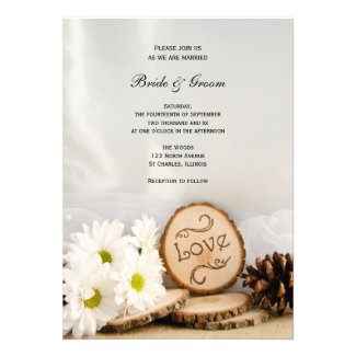 Rustic White Daisies Woodland Wedding Invitation