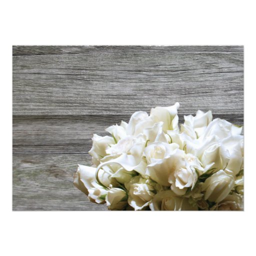 Rustic White Flowers Couples Shower Invitations