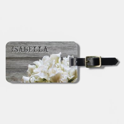 Rustic White Flowers Personalized Luggage Tag