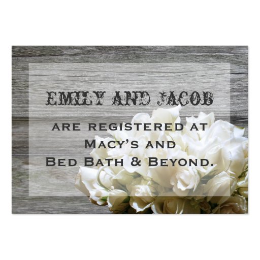 Rustic White Flowers Registry Insert Cards Business Card (front side)