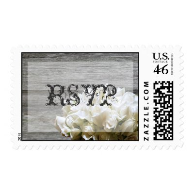 Rustic White Flowers RSVP Postage