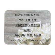 Rustic White Flowers Save the Date Magnets