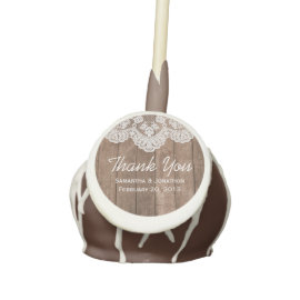 Rustic White Lace and Wood Wedding Thank You Cake Pops