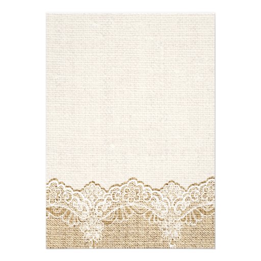 Rustic white lace on burlap wedding couples shower custom invites