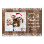 Rustic White Lace & Wood Christmas Flat Photo Card
