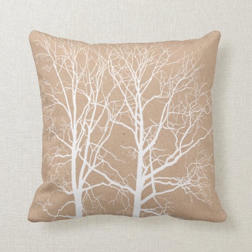 Rustic White Trees Throw Pillow Zazzle