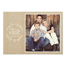 Rustic White Wreath Holiday Photo Card