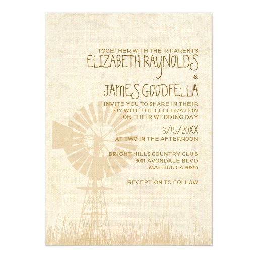 Rustic Windmill Wedding Invitations