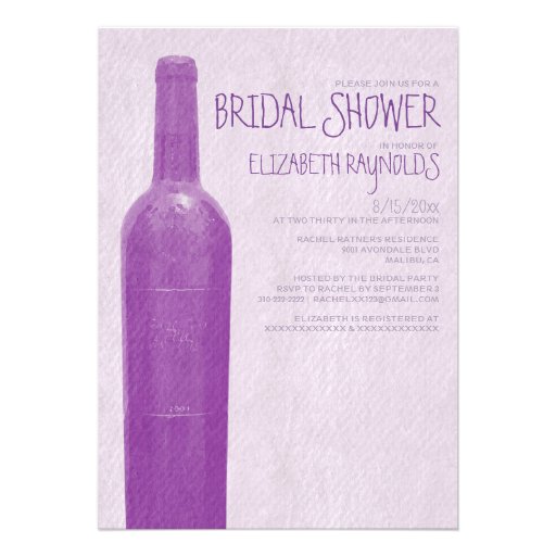 Rustic Wine Bottle Bridal Shower Invitations (front side)