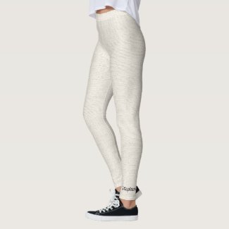 Rustic Winter White Faux Burlap Leggings with Name