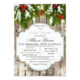 Rustic Winter Woodland Bridal shower 5x7 Paper Invitation Card