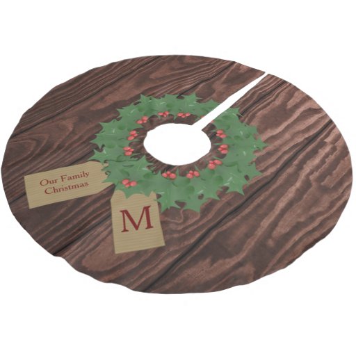 rustic wood and holly wreath christmas tree skirt zazzle rustic wood and holly wreath christmas tree skirt zazzle