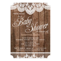Rustic Wood and Lace Baby Shower Invitation