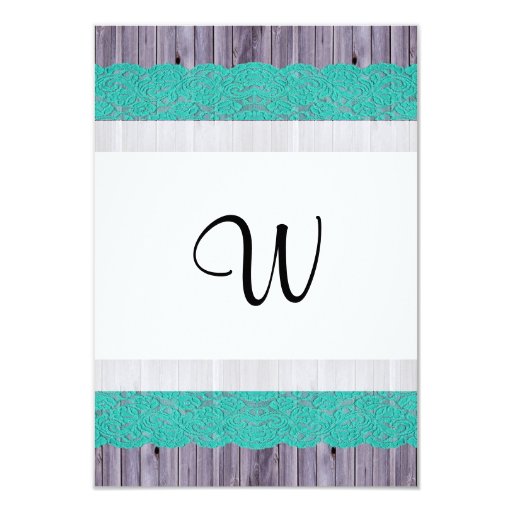 Rustic Wood and Teal Lace Personalized Invite