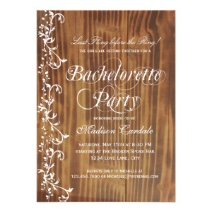 Rustic Wood Country Bachelorette Party Invitations