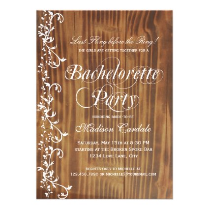 Rustic Wood Country Bachelorette Party Invitations