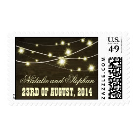 rustic wood country stamp with string lights