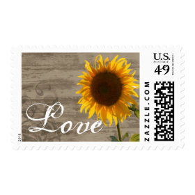 Rustic Wood Country Sunflower LOVE Wedding Stamp
