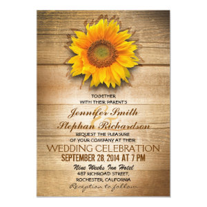 rustic wood country sunflower wedding invitations 5