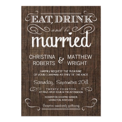 Rustic Wood Country Wedding Invitations (front side)