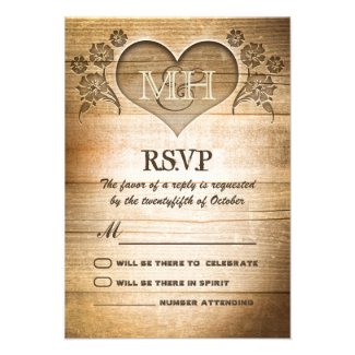 rustic wood country wedding RSVP Announcement