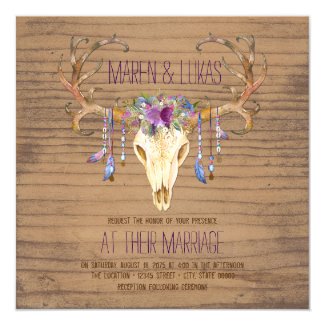 Rustic Wood Deer Antler Skull Southwestern Wedding