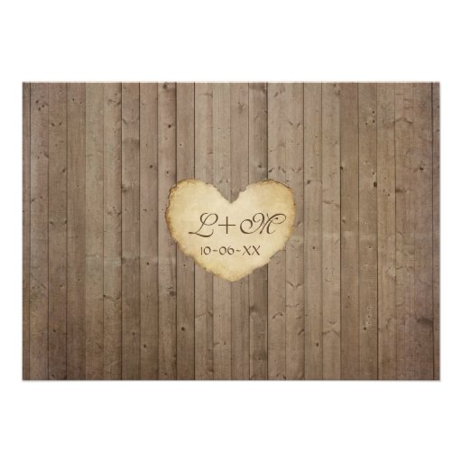 Rustic Wood Fence Boards Heart Rehearsal Dinner Invite