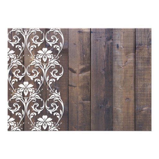 Rustic Wood Floral Wedding Invitation