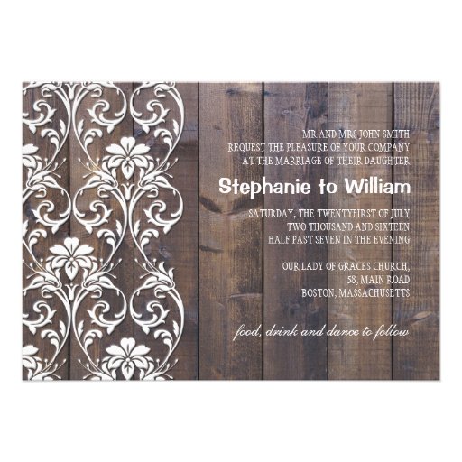 Rustic Wood Floral Wedding Invitation