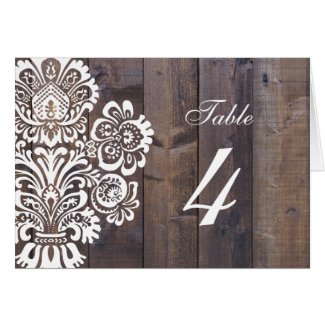 Rustic Wood Floral Wedding Table Number Cards