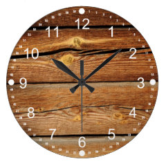 Rustic Wood Grain Boards Design Country Gifts Wall Clock