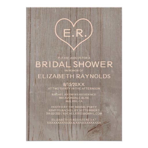 Rustic Wood Grain Bridal Shower Invitations