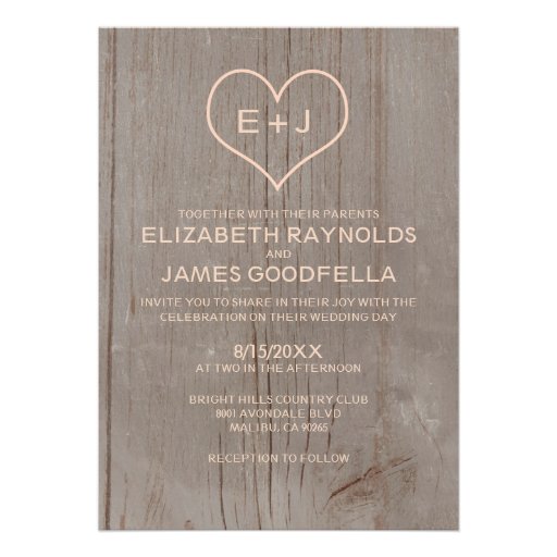 Rustic Wood Grain Wedding Invitations