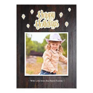 Rustic Wood Happy Holidays Photo Card