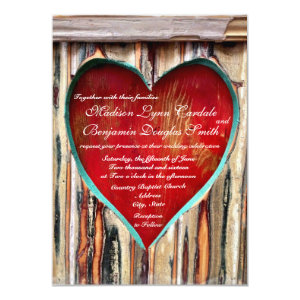 Rustic Wood Heart Country Wedding Invitations Personalized Invitations