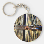 Rustic Wood & Iron Metal Latch Keychain