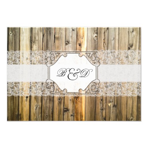 Rustic Wood Lace Elegant Wedding Invitation