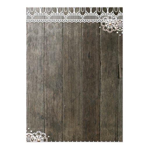 Rustic Wood & Lace Floral Wedding Invitation