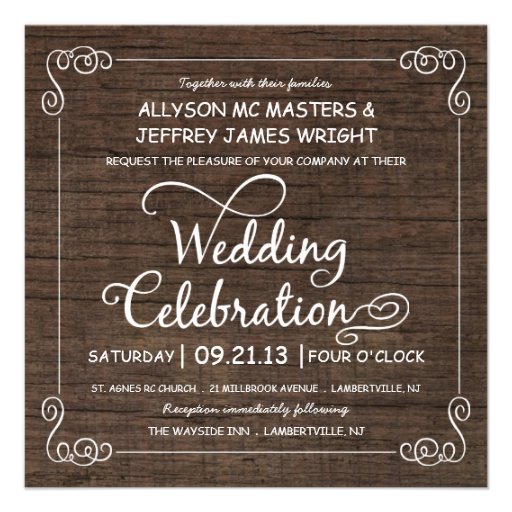 Rustic Wood-look Wedding Invitations