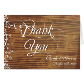 Rustic Wood Personalized Wedding Thank You Card
