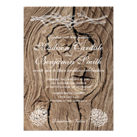 Rustic Wood Pine Cones Country Wedding Invitations Personalized Invite