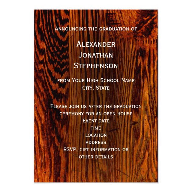 Rustic Wood Plank Graduation 5x7 Paper Invitation Card