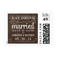 Rustic Wood Save the Date Wedding Postage