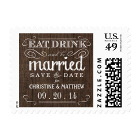 Rustic Wood Save the Date Wedding Postage