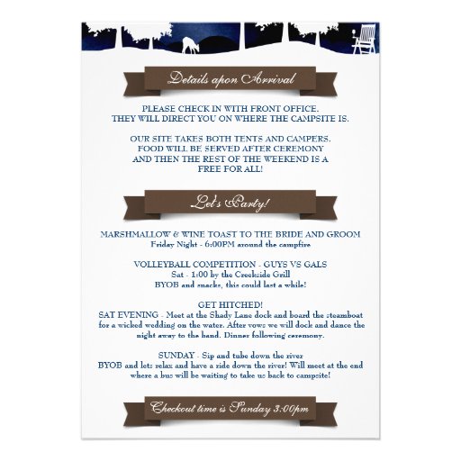 Rustic Wood & Silhouettes Campground Wedding Invit Custom Invitations