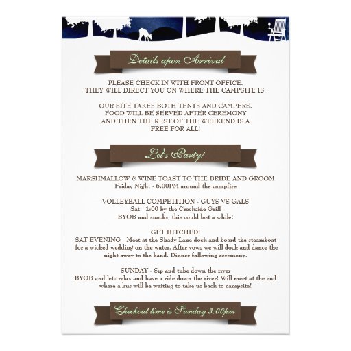 Rustic Wood & Silhouettes Campground Wedding Invit Invitation