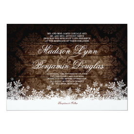 Rustic Wood Snowflakes Winter Wedding Invitations 5